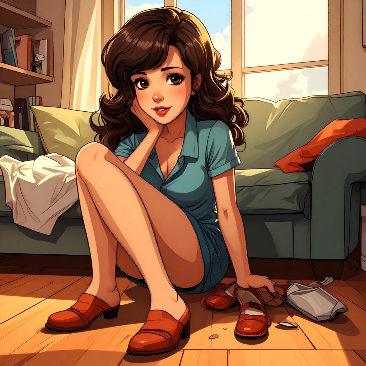 Firefly_家の中では靴を脱ぐ、カートゥーン風のアメコミ調 209635