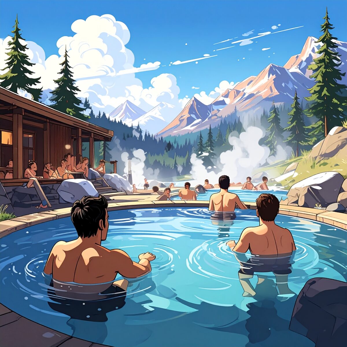 Firefly_温泉、人にいれ、カートゥーン風のアメコミ調 355797