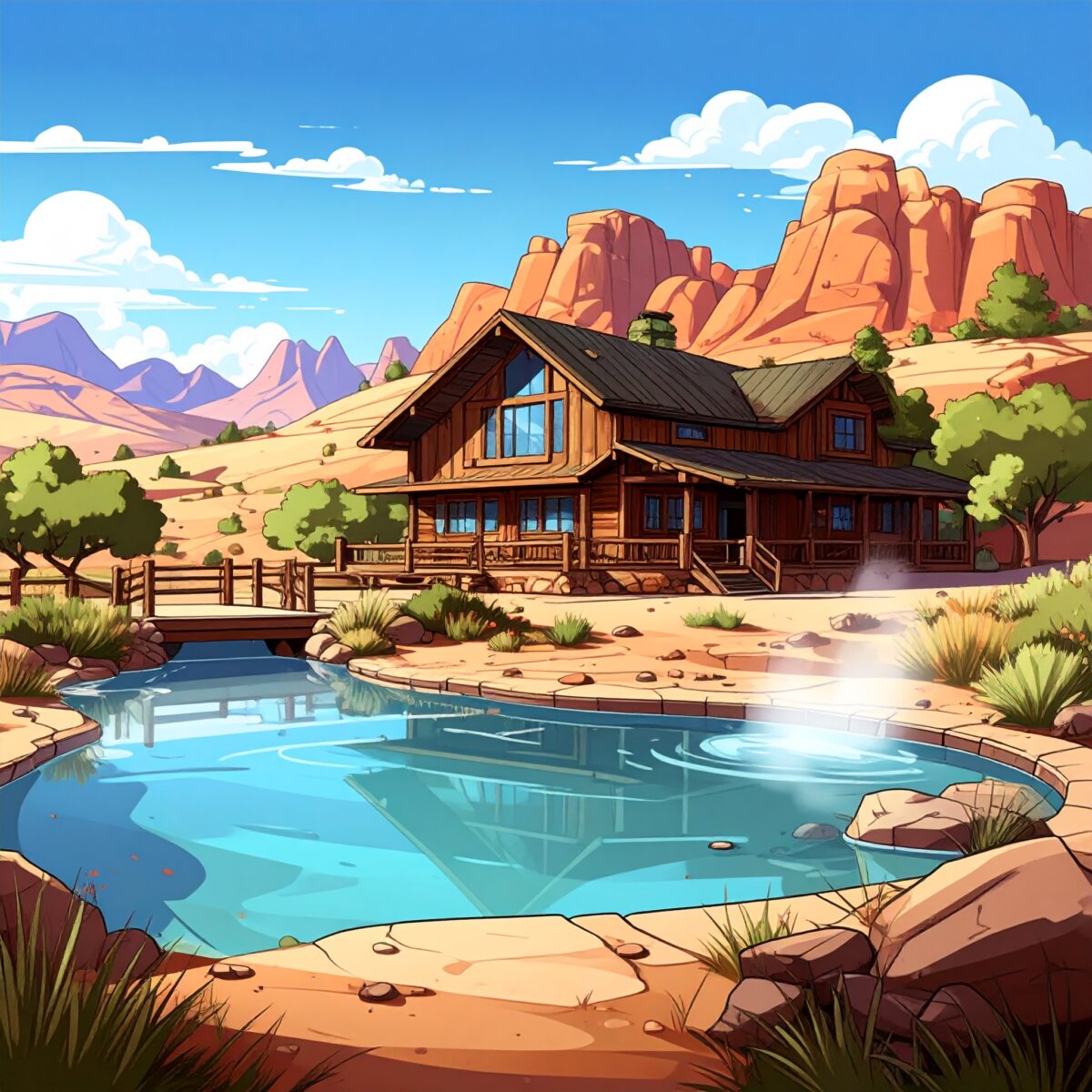 Firefly_牧場・美術館・温泉、カートゥーン風のアメコミ調 140434