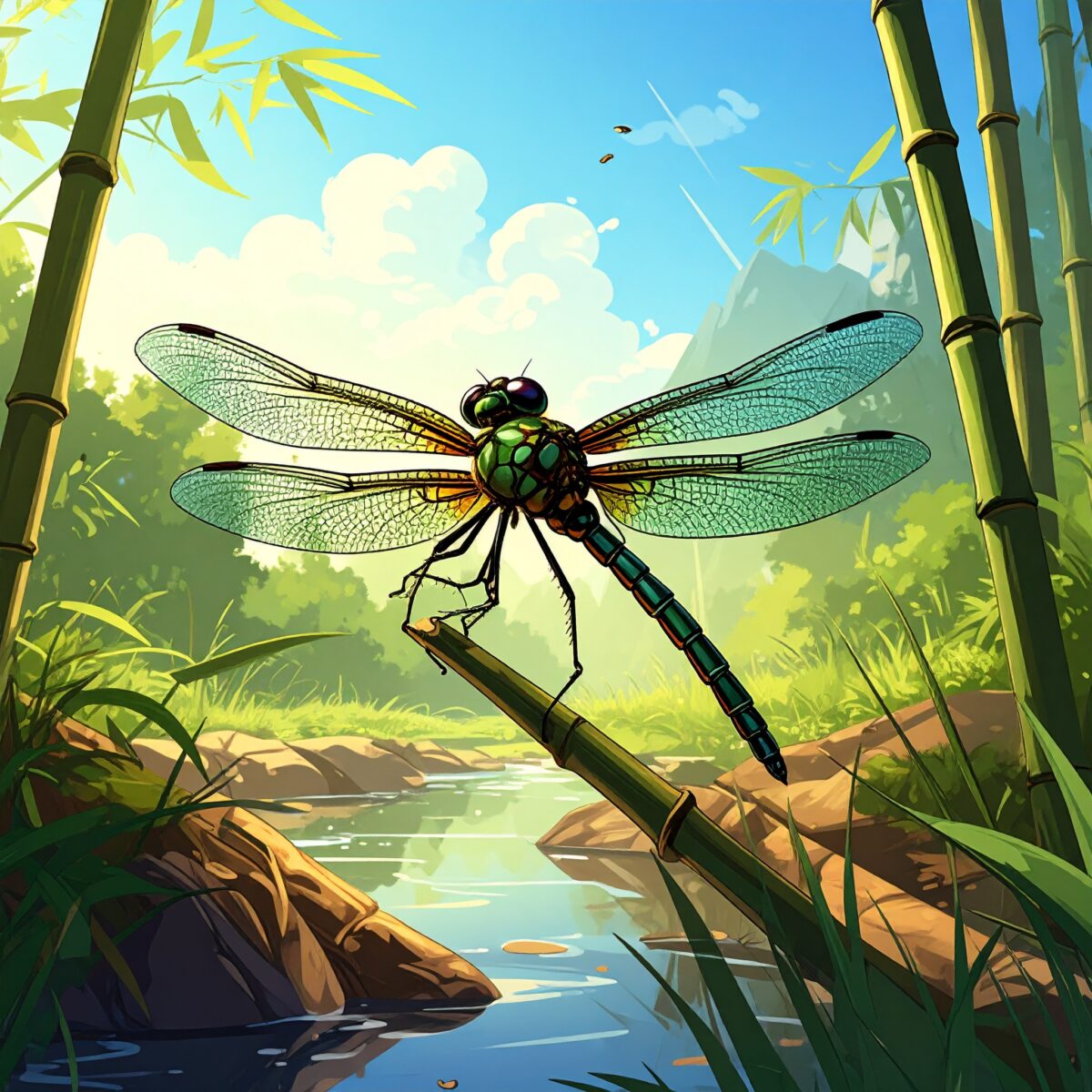 Firefly_竹とんぼ、カートゥーン風のアメコミ調 371417