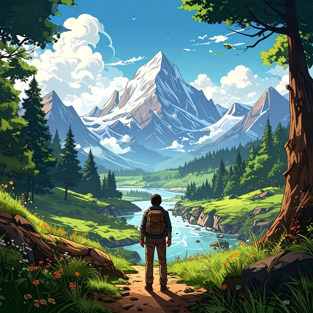 Firefly_自然と向き合う、カートゥーン風のアメコミ調 355797