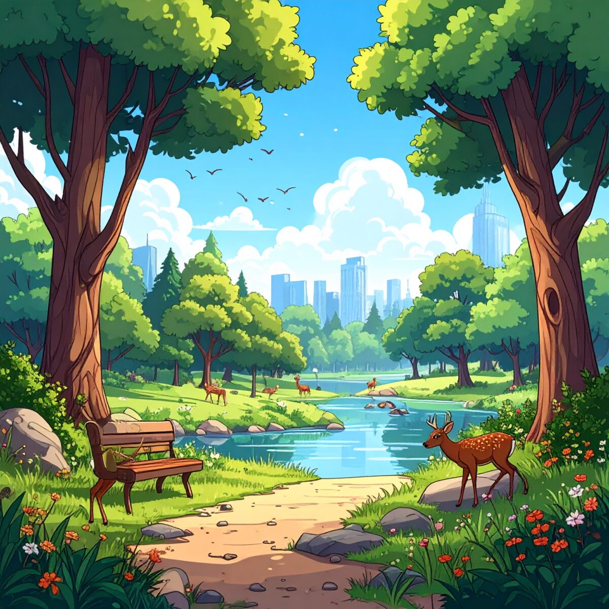 Firefly_鹿公園、カートゥーン風のアメコミ調 649494