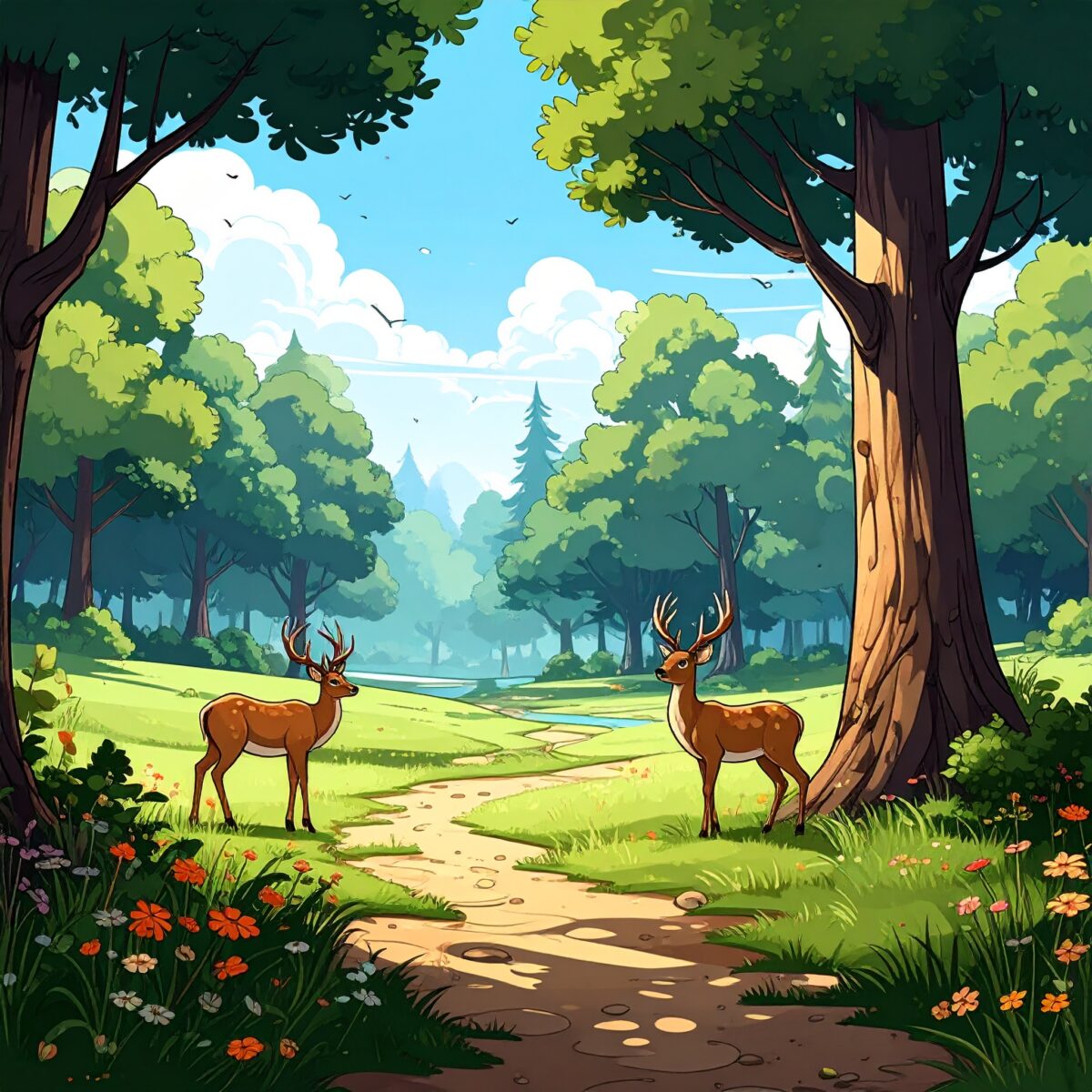 Firefly_鹿公園、カートゥーン風のアメコミ調 713221