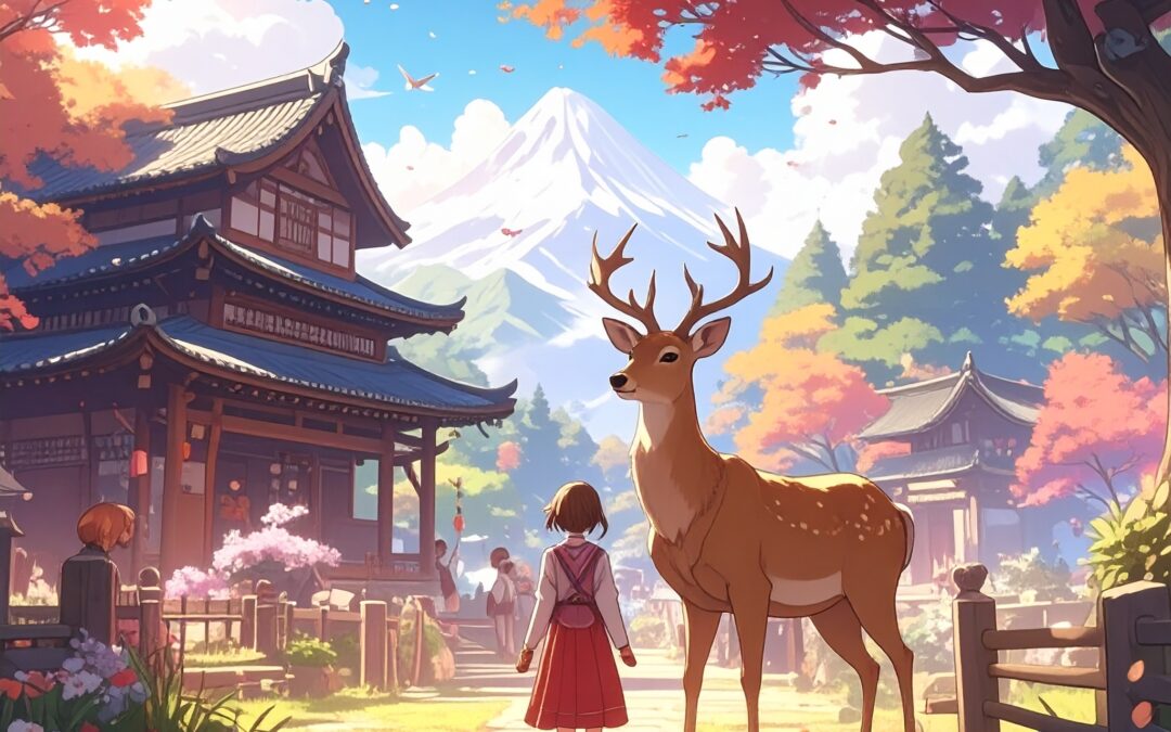 奈良で鹿とご挨拶　絵本の世界に入ったみたいだった